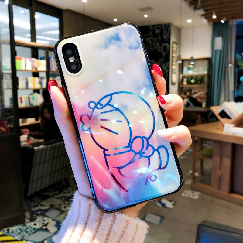 Мультяшные Doraemon чехол для iPhone 6 6 S 6 plus 7 8 8 plus X глянцевые Чехлы Blue Ray для iphone 8 plus 7 plus Мягкий чехол из ТПУ милый