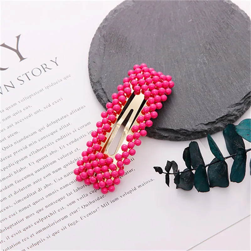 New Cute Colorful Beads Waterdrop Rectangle Hairpins For Women Girls Headbands Hair Clip Barrettes Fashion Hair Accessories