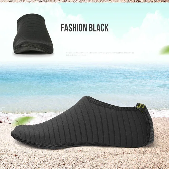 Летняя мужская и женская обувь для плавания, водные виды спорта, акваноски, противоскользящая обувь, неопреновые носки размера плюс, утолщенная Нескользящая пляжная обувь - Цвет: Black