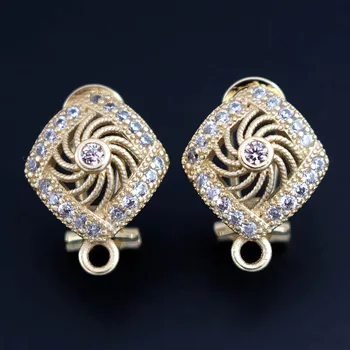 

Creative Gold Silver Earrings Connector Hang Linkers Micro Pave CZ Square Base Accessories for Women Luxury Hanging Earrings