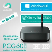 Fanless Intel Mini PC Star Cloud PCG60 Plus 2GB 32GB Windows 10 Home Cherry Trail Z8300 HDMI VGA 1000M LAN 5G WiFi BT4.0 USB3.0