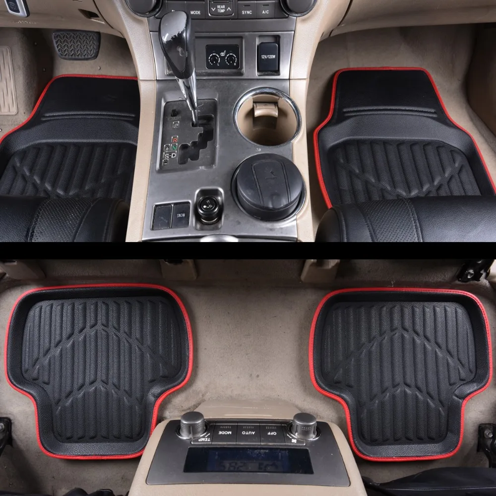 Car pass PVC Leather Car Floor Mats Universal Fit Driver & Passenger Seat Ridged Heavy Duty