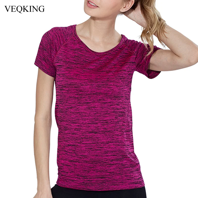 

VEQKING Women Quick Dry Sport Shirt,Professional Short Sleeve Breathable Exercises Yoga Top T-Shirts For Gym Running Fitness