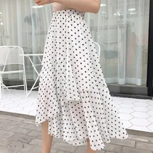 U-SWEAR, Новое поступление, модная женская повседневная юбка, в горошек, труба, асимметричная, до середины икры, облегающая, Vestidos, Женская офисная юбка