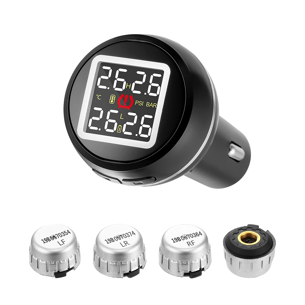 

D580C TJ TPMS Car Tire Pressure Monitoring System Alarm Tyre Sensor Internal Security Systems