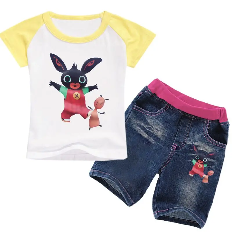 Коллекция года, комплект одежды для маленьких девочек возрастом от 2 до 8 лет, одежда для малышей комплекты одежды для маленьких мальчиков Ensemble Garcon, комплект из 2 предметов, футболка и джинсы