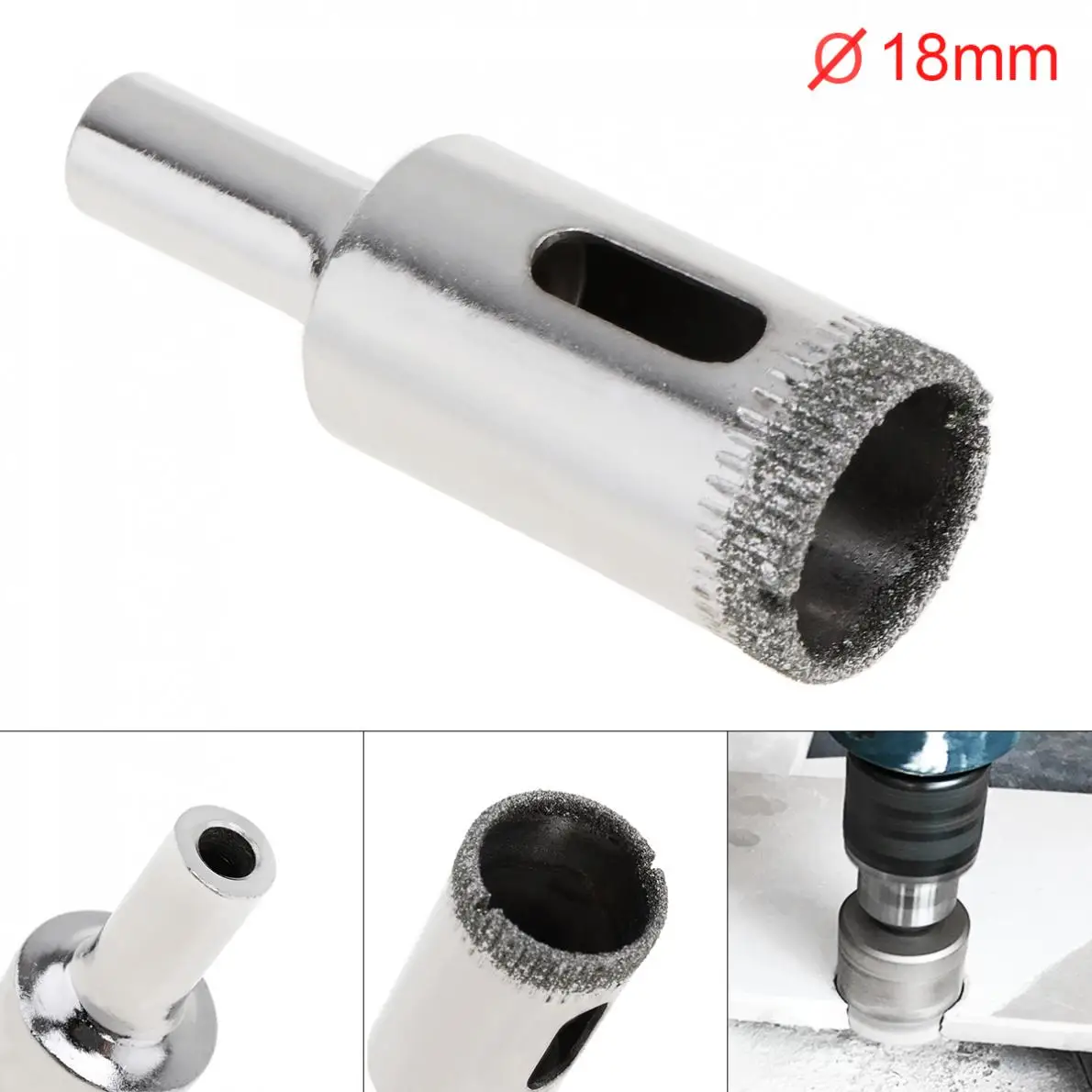 1pc 18mm Diamond Coated Core Hole Saw Drill Bit Set Tools Glass Drill Hole Opener for Tiles Glass Ceramic