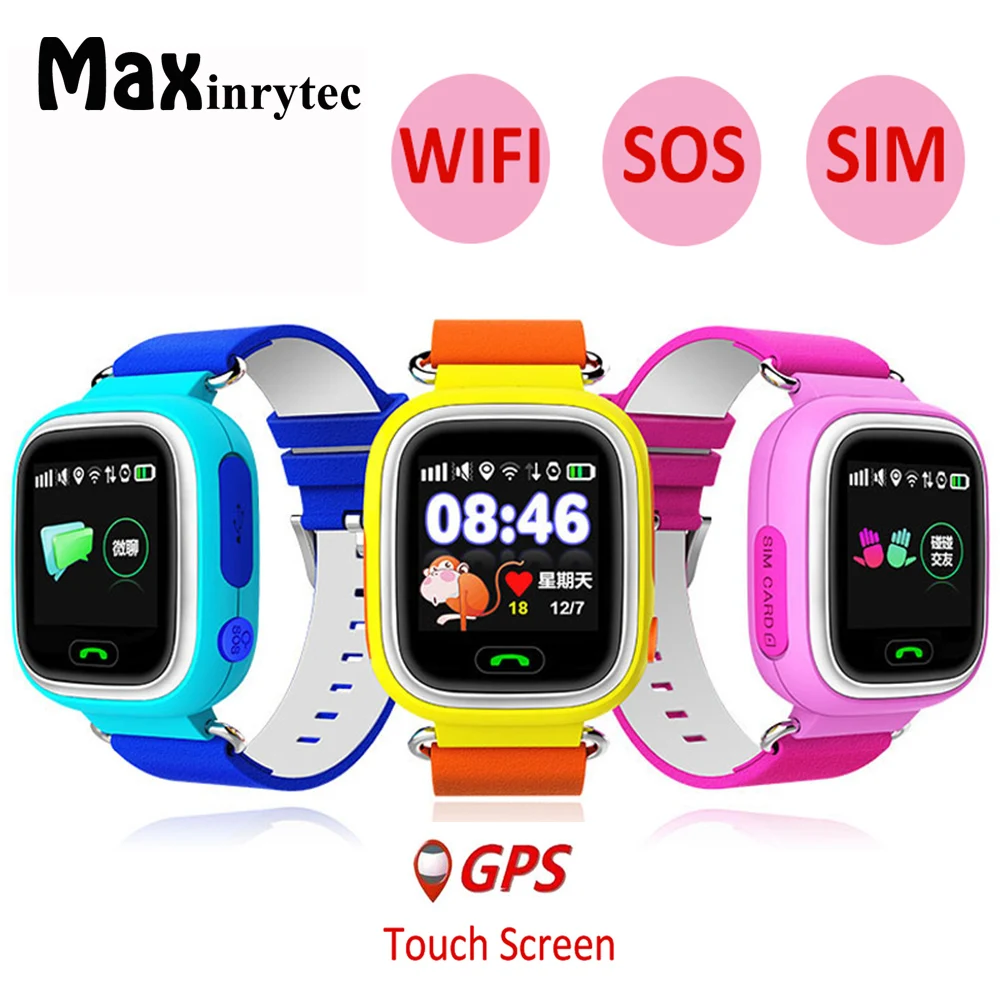 Maxinrytec GPS Q90 Smartwatch Touch Screen WIFI Position Children Smart Wrist Watch Locator PK Q50 Q80 for Kids Safe Anti-Lost