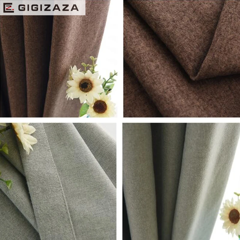 Мягкие на ощупь однотонные хлопковые жалюзи GIGIZAZA коричневые серые черные шторы