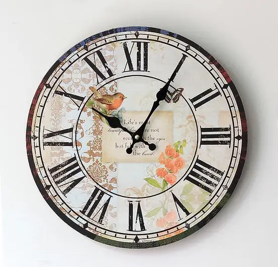Tracery Vintage Rustic Shabby Chic Home Office Cafe Decoration Art Large Wall Clock Free Shipping