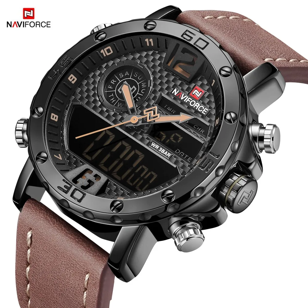 

NAVIFORCE Men's Watch Top Brand Men's Sports Quartz Watch Military Waterproof Automatic Date Display Leather Men's Clock Relogio
