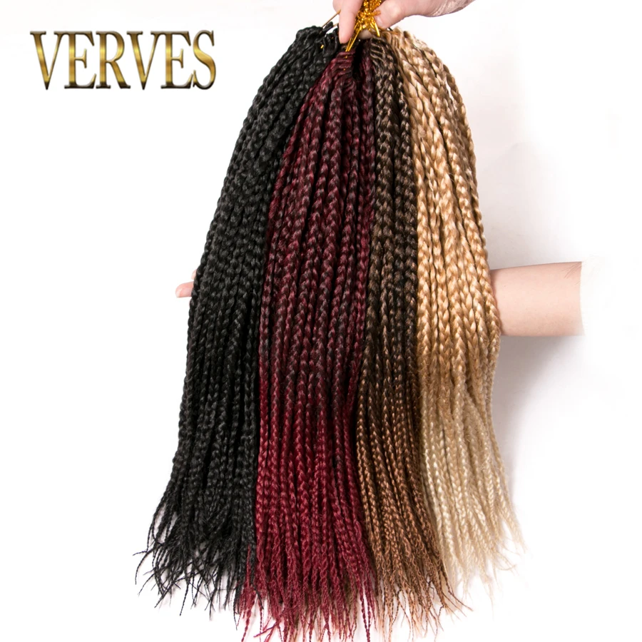 VERVES крючком волос 14 ''18" окно косы волосы 22strands/пакет чистого и Ombre плетение волос синтетические косы