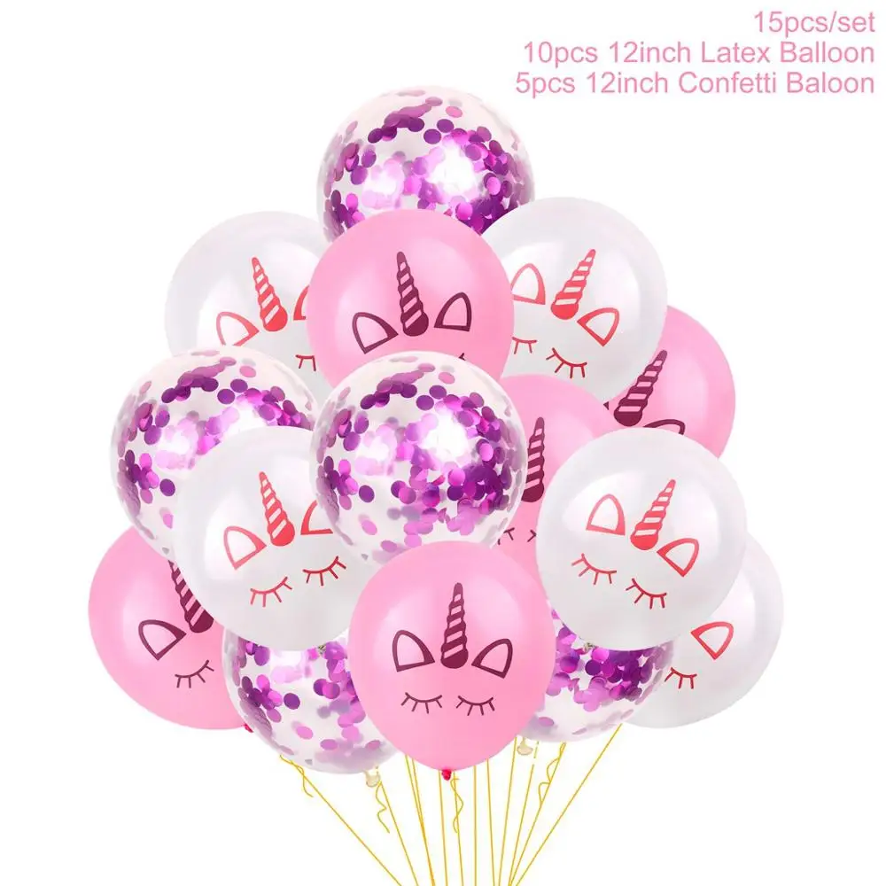 HUIRAN шары с золотыми конфетти Розовый Единорог воздушные шары Единорог день рождения поставки балон детский душ украшения балоны - Цвет: unicorn balloon 9