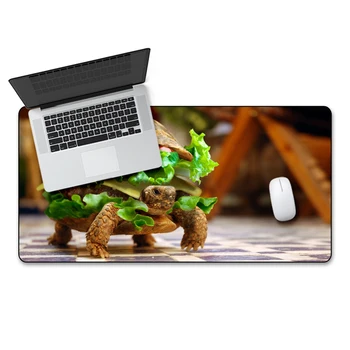 

FFFAS 80x40cm Large Animated Mouse Pad Funny Tortoise Burger HD printing washable Non fading No smell Protect keyboard and mouse