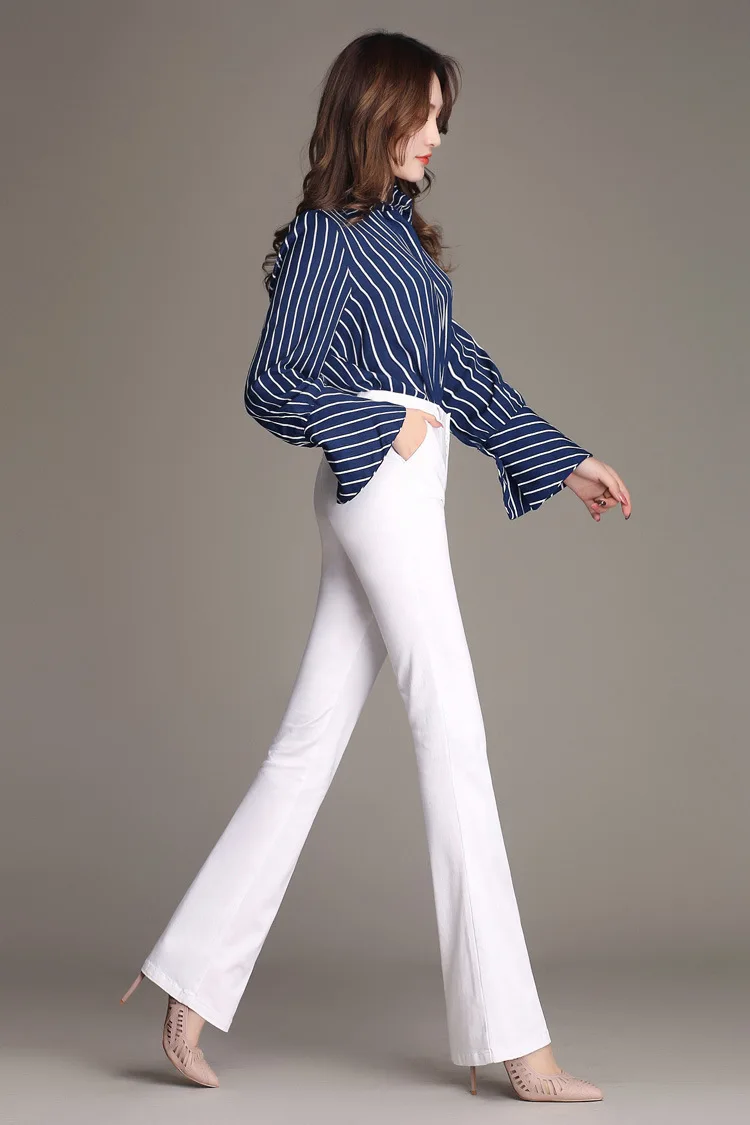 Для женщин s Формальная работа тонкие расклешенные брюки черный белый хаки синий размера плюс 4XL Высокая талия обтягивающие брюки повседневные расклешенные брюки для женщин