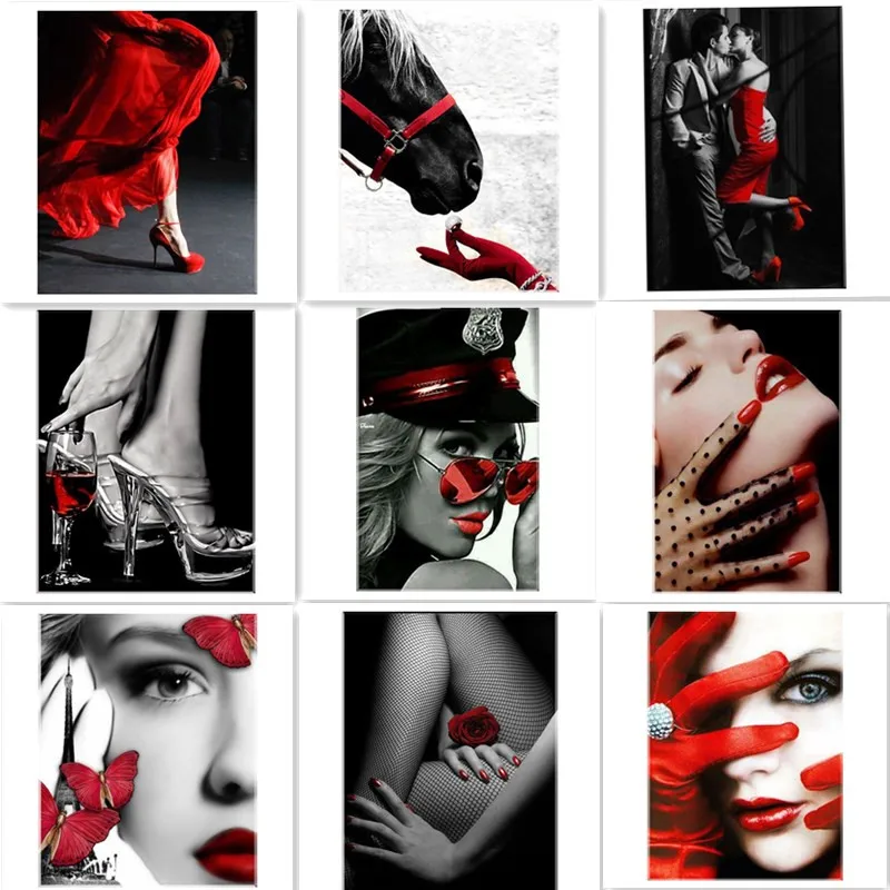 

DIY 5D Square Diamond Mosaic Red Roses And Sexy Woman Diamond Painting Cross Stitch Kits Diamond Embroidery Patterns
