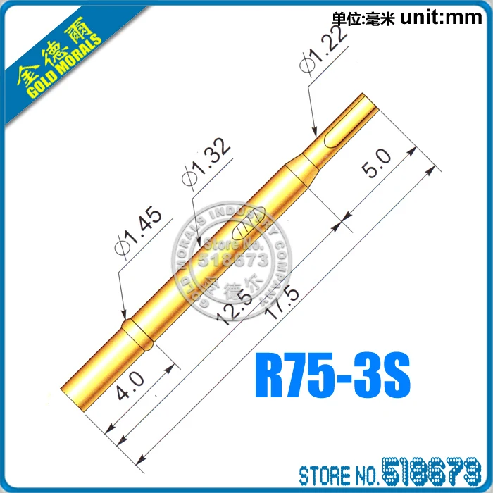 

100pcs/lot R75-3S Spring Test Probes Receptacle Length 26.5mm Free Shipping