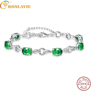 

BONLAVI Wedding Bracelet Created Emerald High Quality 8.99g s925 bracelet Charm Bracelets For Women Bracelets & bangles