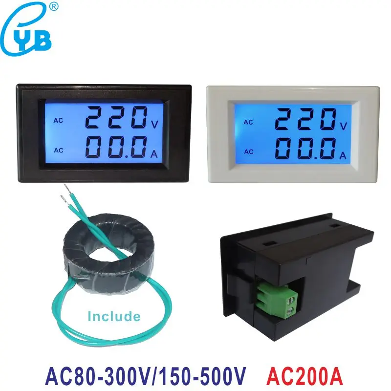 Dual LCD Display Voltage and Current Meter Blue Backlight Panel