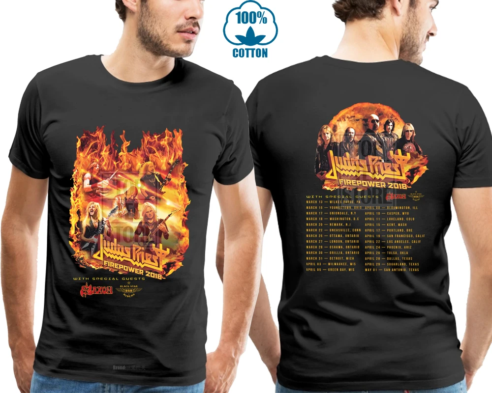 

New Judas Priest Fire Power Tour 2018 T Shirt Men'S Black Size S To 4Xl