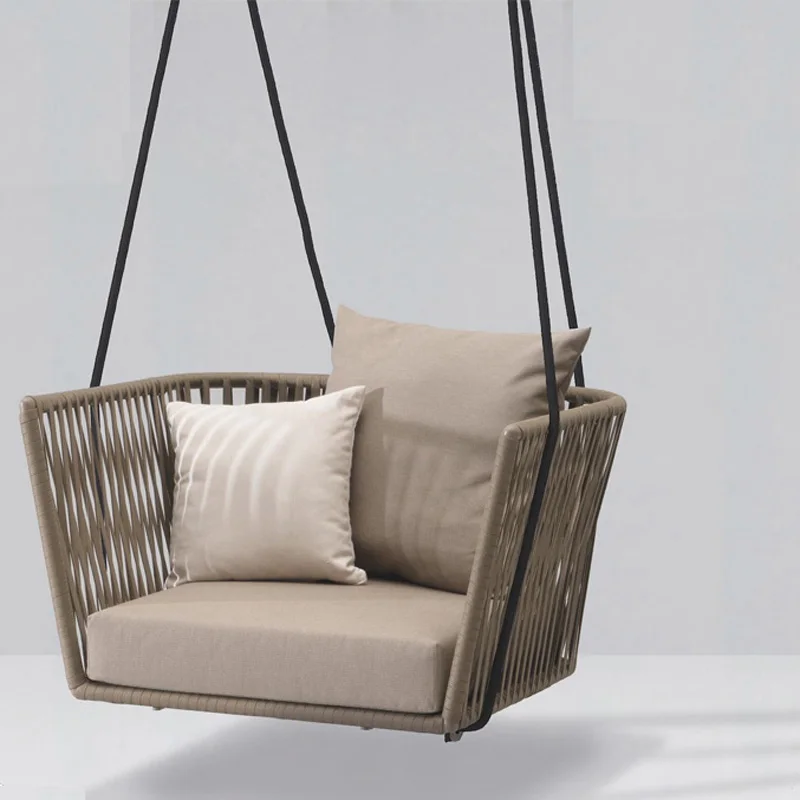 Beli Baru PE Rotan Ayunan Kursi Gantung Indoor Outdoor Dewasa Gantung Kursi Sofa Nordic Balkon Kursi Goyang Outdoor Swing Tenun