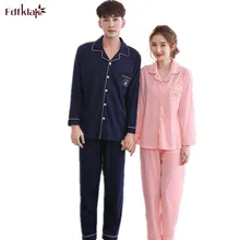 Осень-зима, новые пижамы с длинными рукавами для пары, хлопковые пижамы для сна и отдыха, женская пижама, комплект, пижама ночная рубашка, домашняя одежда, Q183