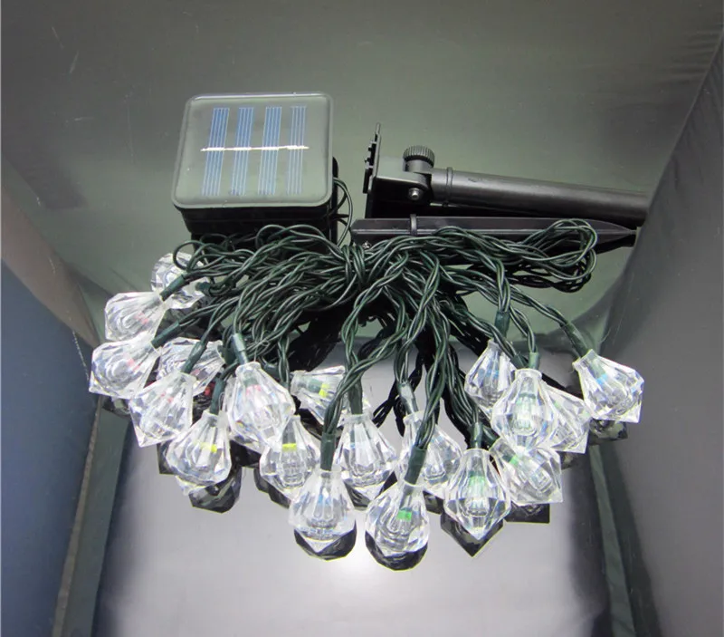 Chiclits Garland Solar Battery Lamp 20 LED Garden Decoration Lights String Fairy Crystal Diamond Yard Room Rooftop Christmas Tree Decoration (11)