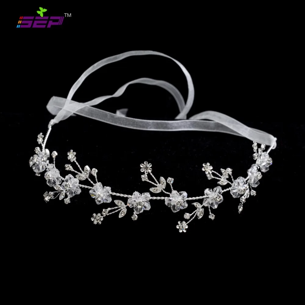 

Rhinestone Crystals Soft Lace Flower Bridal Wedding Headband Hairbands Hair Jewelry Accessories HB1017