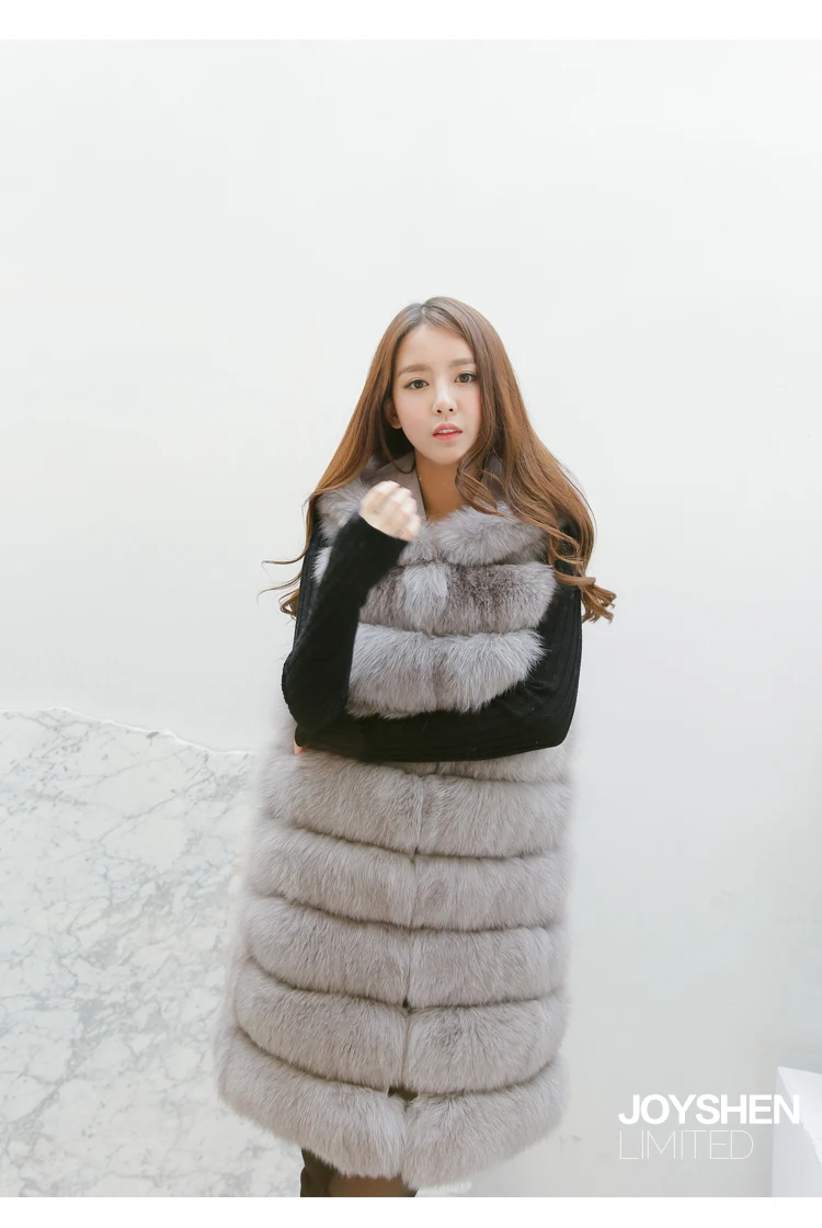 Cheap UPPIN 2019 New Fashion Fur Vest Women Winter With Hood Furry Cute Faux Fox Long Fur Vest Woman Plus Size Faux Fur Overcoat 21