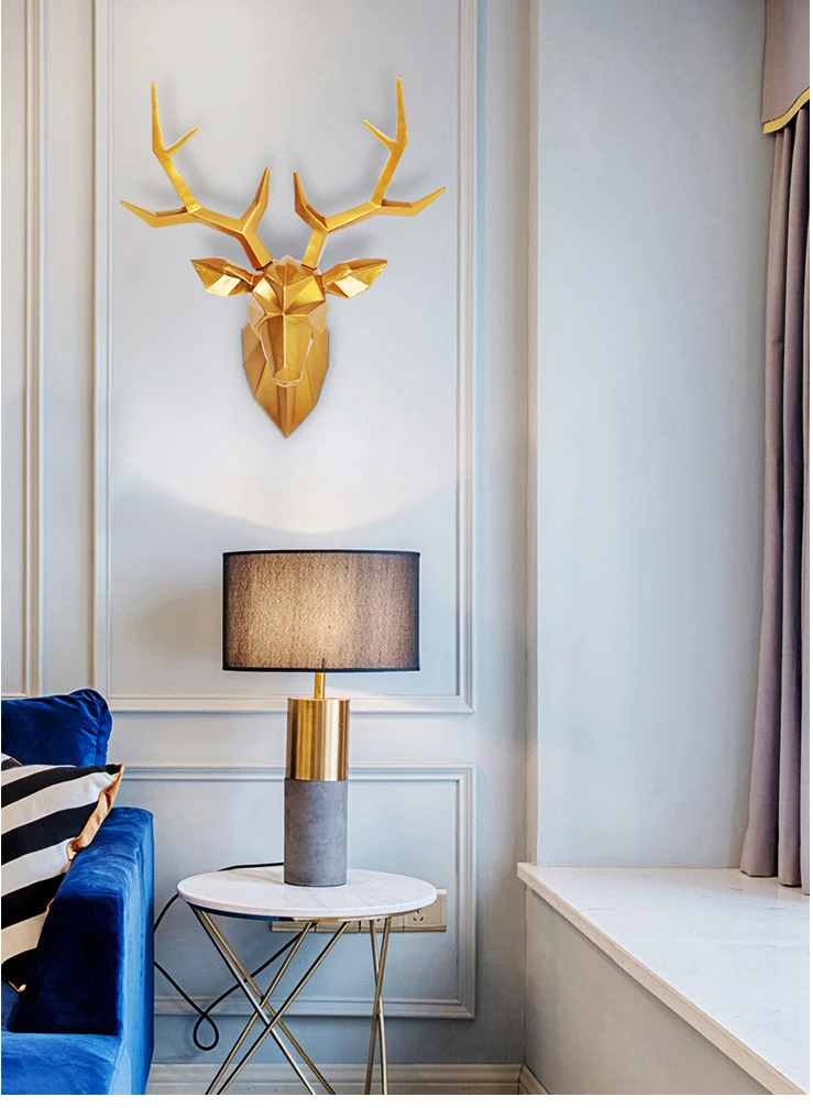 3D Big Deer Head Statue Home Decoration Accessories Wall Decor 49x60x24.5cm Elk Abstract Sculpture Living Room Statues Crafts 6