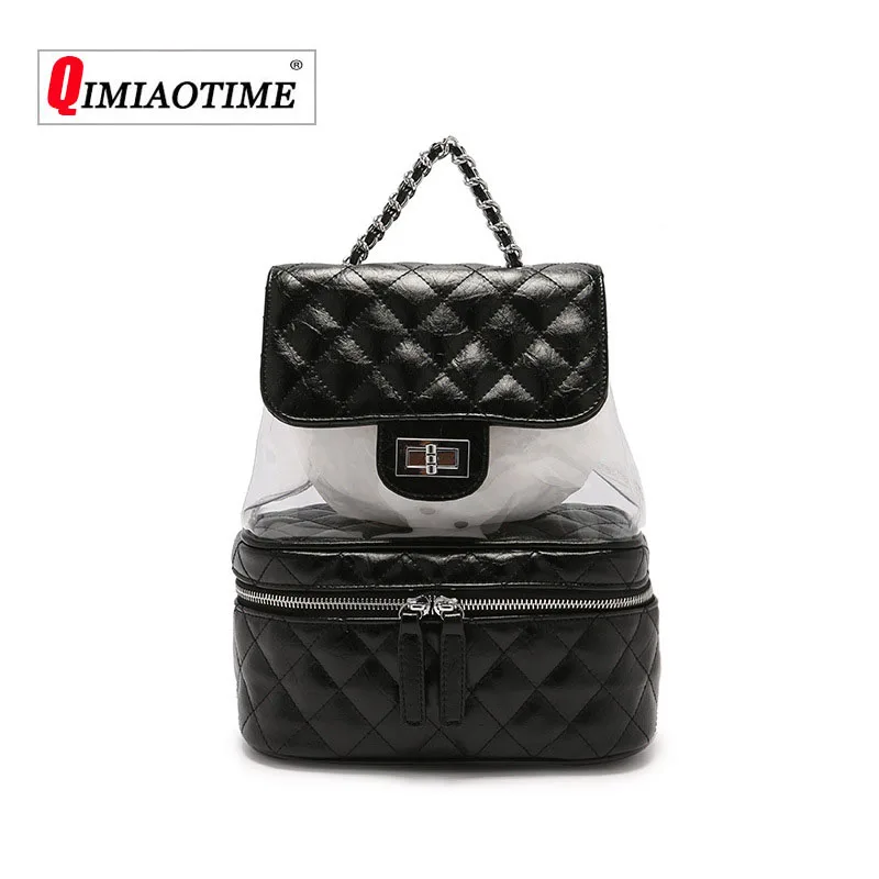 

PVC Summer Transparent Shoulder Bag Brand Female Bag 2019 New Chain Multi-function Backpack Bucket Bag Clear Women Backpack