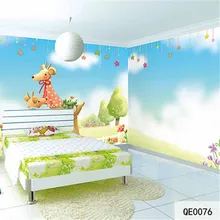 Пользовательские DIY ткань и текстильные обои для стен бесшовные матовый шелк для детской комнаты 3D настенные фрески iraffe деревья, трава