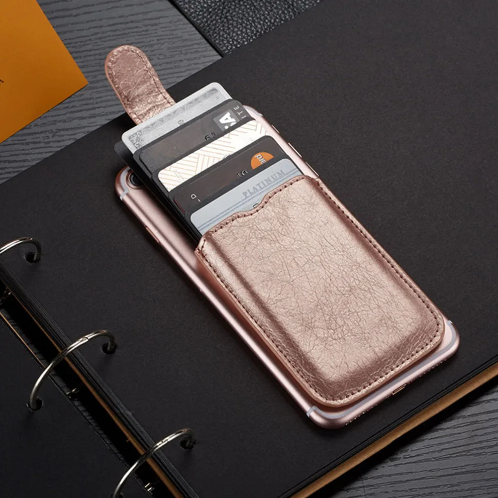 

Unisex Stick-on Fashion Adhesive Wallet Case Card Holder Portable Phone Back Pocket Sticker Bag Storage PU Leather Pouch