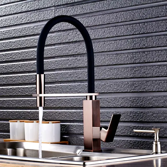 Best Quality Uythner New Arrival Red Oil Rubbed Bronze Base with Black Hose Nine Model Kitchen Faucet 