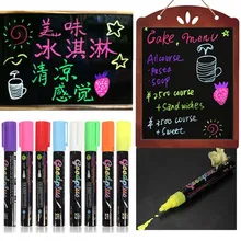 8 Color Erasable Liquid Chalk Highlighter Fluorescent Neon Marker Pen LED Writing Board Glass Window Art