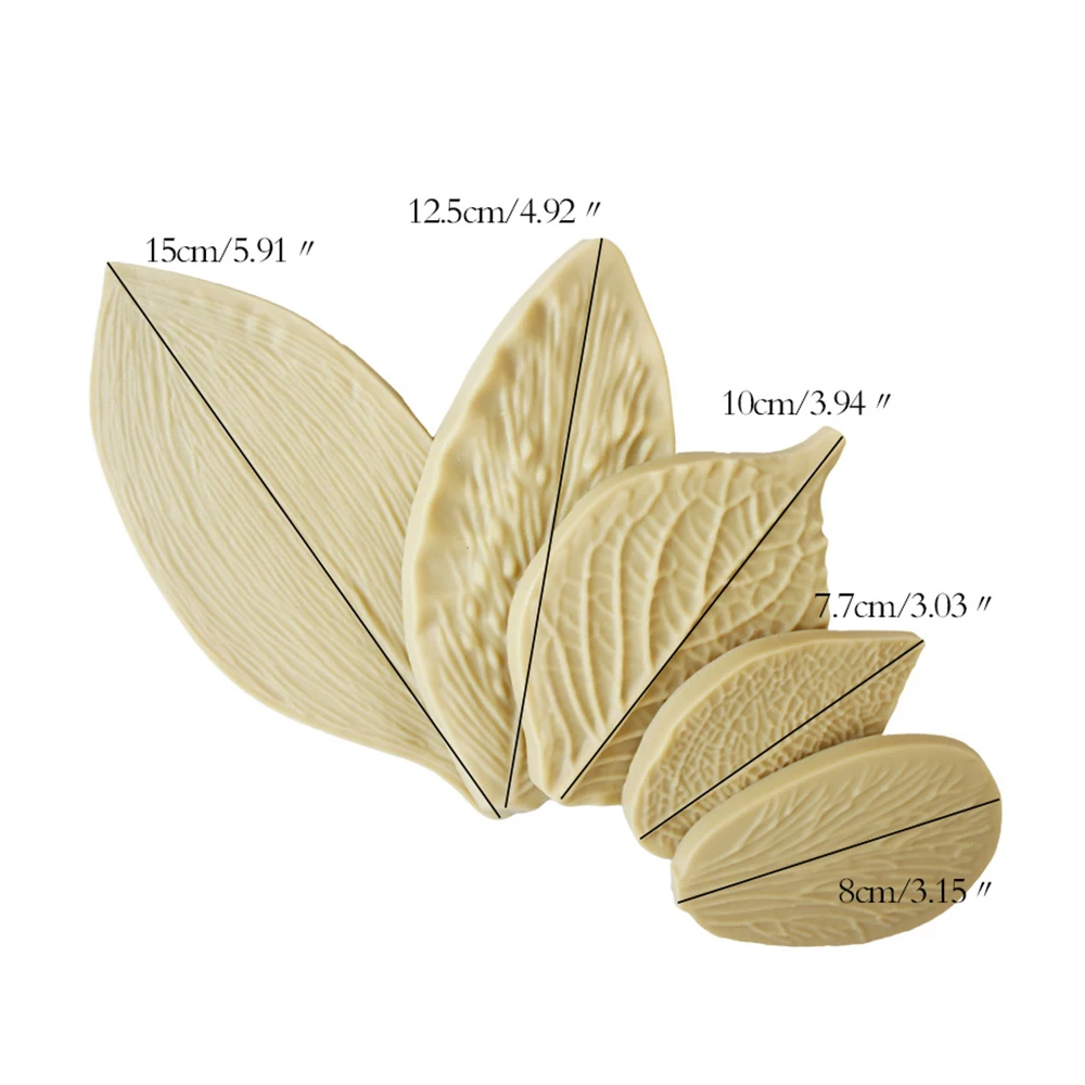 

5PCS/Set Fondant Cake Decorating Tools Flower Making GumPaste Peony Rose Floral Petal Leaf Veiner Silicone Mold