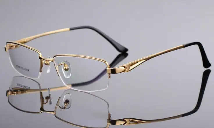 Роскошные Pure titanium Hlaf очки без оправы очки для мужчин и женщин Rx - Цвет оправы: Gold