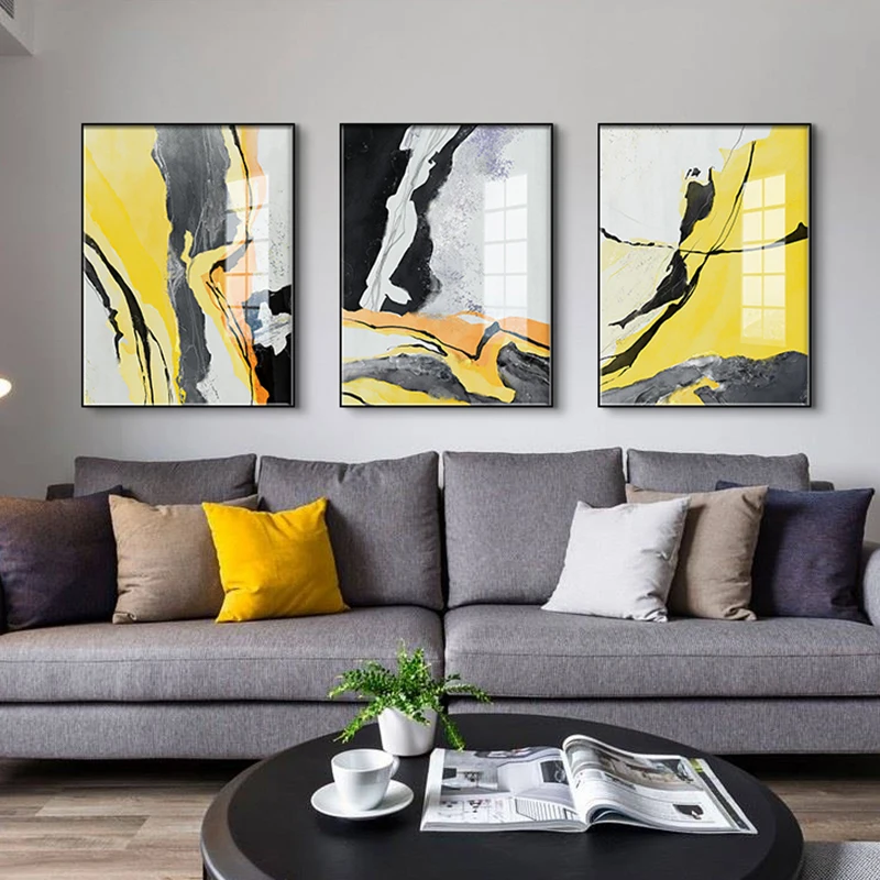 

Nordic hand-painted color block line wall art Canvas Painting Prints Abstract Posters for Living Room Morden contracted Decor