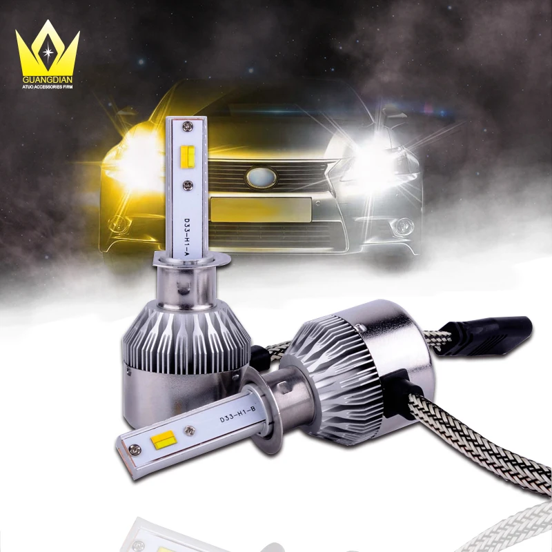 

Tcart High Power 1Set Auto Led Koplamp D33 H1 LED Headlight Kit 36W 4000LM Yellow Fog Lamp White+Yellow For Mitsubishi Pajero 4