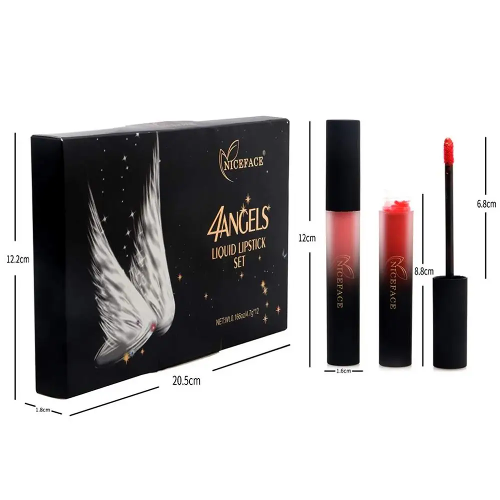NICEFACE Lip lipstick liquid Matte 12 Colors Makeup Set Nude Waterproof Long Lasting Lip Gloss Non-Stick Cup Liquid Lipstick Set