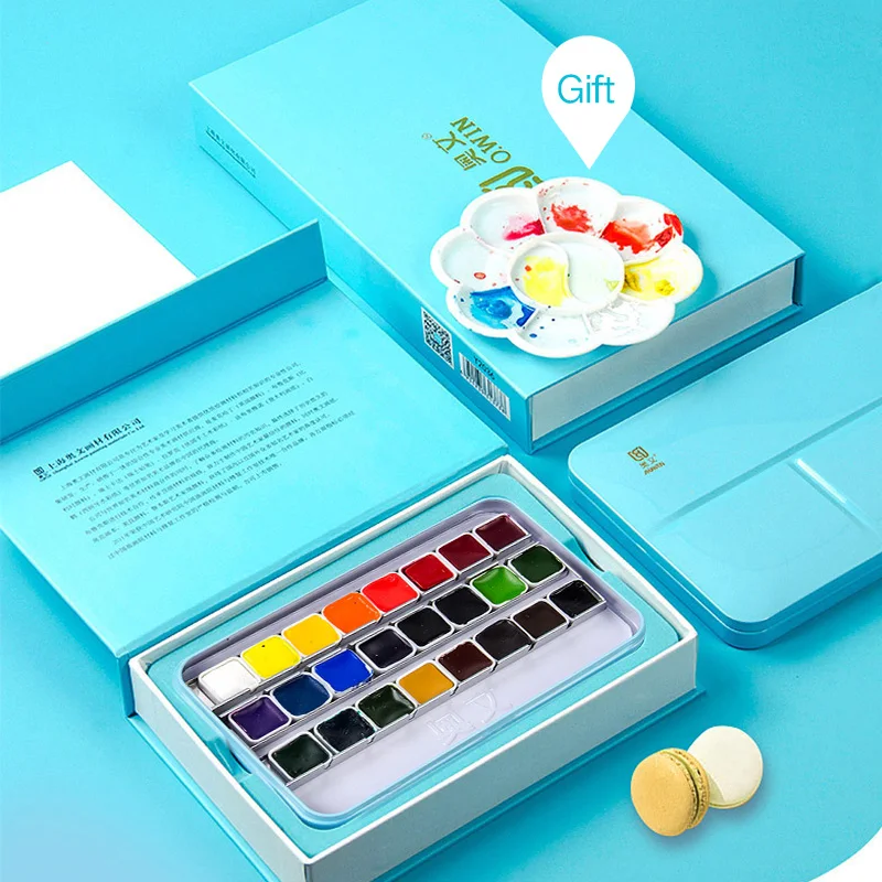 24/36 Colors Portable Watercolor Paint Solid Color Hand-Painting Set Gift Iron Box Student Watercolor Paint Pigment For Artist