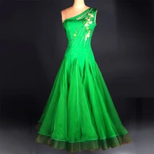 Стандартный бальный зал танцевальное платье зеленый/розовый/белые морские костюмы для женщин Сценические костюмы для певцов Вальс/платья для танго DQ19012