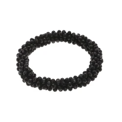 Bohemian Crystal Beaded Stretch Bracelet for Women - Vintage Boho Party Jewelry (Black)