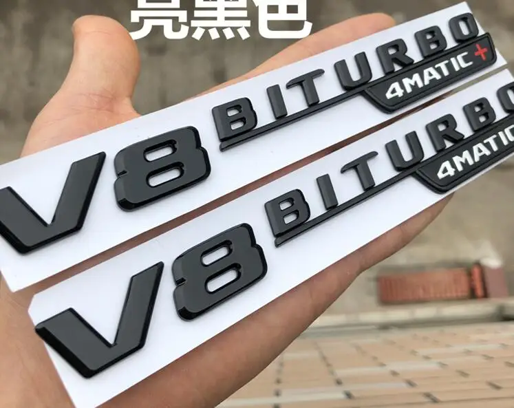 2 шт. новый черный &quotV8 BITURBO 4matic +&quot ABS Пластик багажник автомобиля количество букв