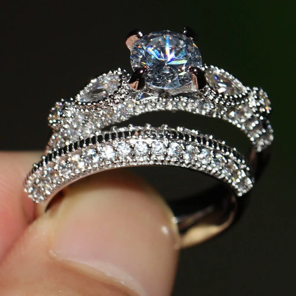 Женское свадебное кольцо с фианитами из серебра 925 пробы размеры 5 11|victoria wieck|women ring