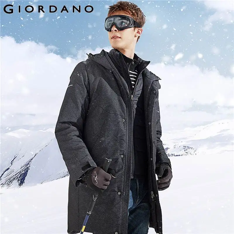Giordano 3 х секционная хлобчатобумажная светоотраэающая зимняя куртка с капюшоном