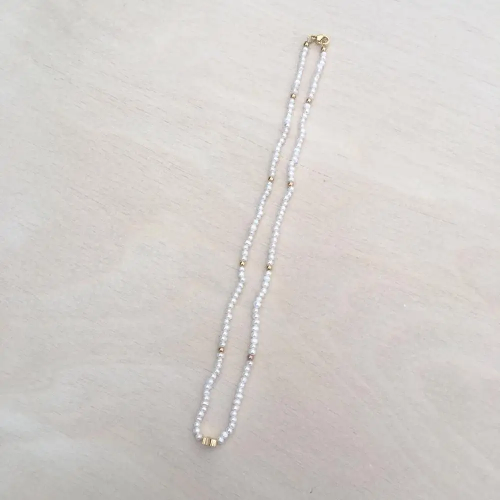 Lanseis красивое маленькое жемчужное ожерелье ручной работы подарок из нержавеющей стали, 1 шт. уникальное неправильное ожерелье Модные ювелирные изделия для женщин - Окраска металла: P103-1 White-Gold