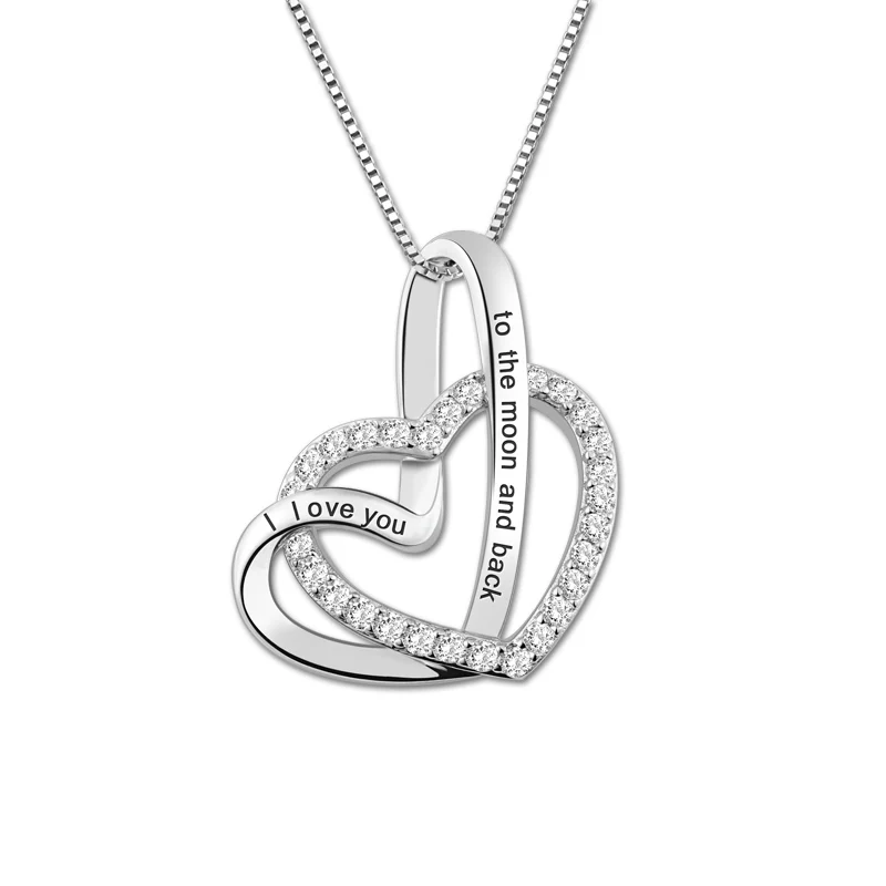Wholesale Love You To The Moon And Back Necklace Heart Pendant Love
