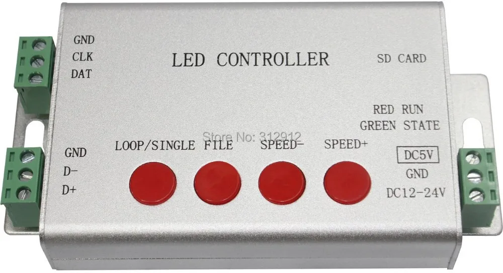 H806SB; Светодиодный sd-карта WiFi-SPI контроллер; Макс 2048 пикселей светодиодный контроль; Поддержка WS2811/WS2812B/UCS1903/SK6812/LPD8806/APA102/WS2801