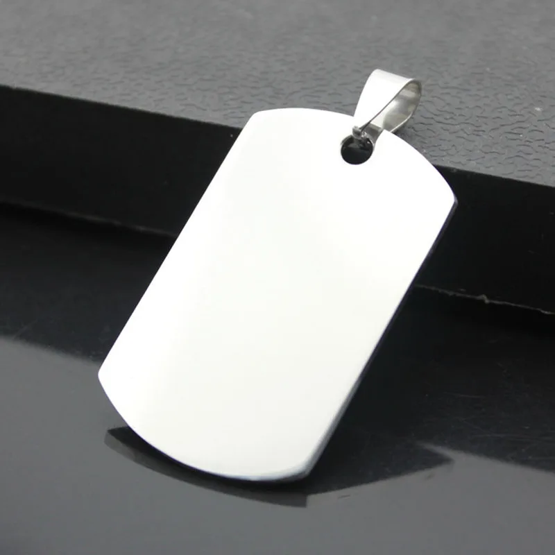 

100PCS/Lot 50*28*1.6mm Silver Mirror Effect Stainless Steel Blank Flat Metal Pet ID Dog Tag Pendant Free Shipping ZA4509